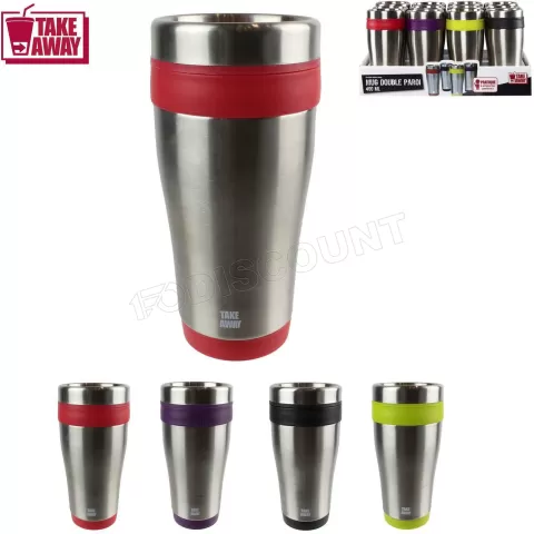 MUG ISOTHERME DOUBLE PAROI INOX AVEC COUVERCLE