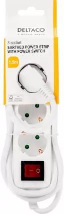 Photo de Multiprise 3 prises Deltaco GT-0350 1,5m (Blanc)