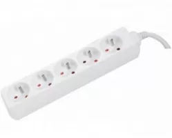 Photo de Multiprise Dexlan 5 prises 1m (Blanc)