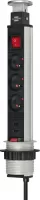 Photo de Multiprise encastrable 3 prises Brennenstuhl + 2xUSB et interrupteur 2m (Gris/Noir))