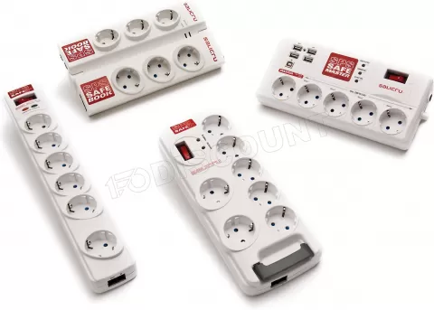 Photo de Multiprise Salicru SPS Safe 7 - 7 prises + Interrupteur 1,8m (Blanc)