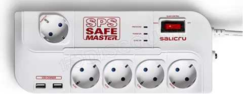 Photo de Multiprise Salicru SPS Safe Master - 5 prises + 2x USB 1,8m (Blanc)