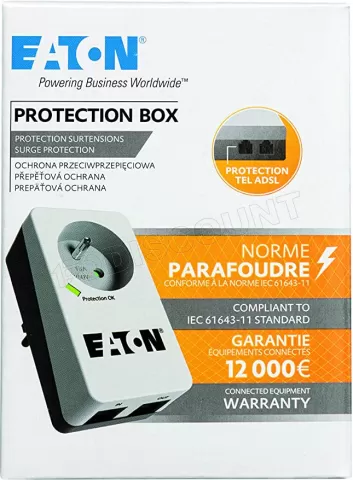 Photo de Multiprise Surtension Eaton Protection Box 1 prise + USB (Noir)