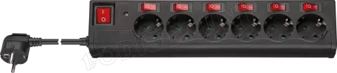 Photo de Multiprise Surtension Goobay 6 prises avec interrupteurs individuels 1,50m (Noir)