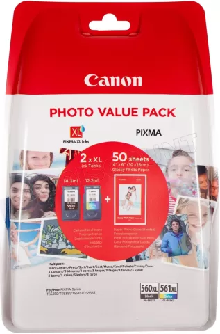 Pack 2 cartouches d'encre Canon PG-560 XL/CL-561 XL (Couleurs + Noir ) à  prix bas