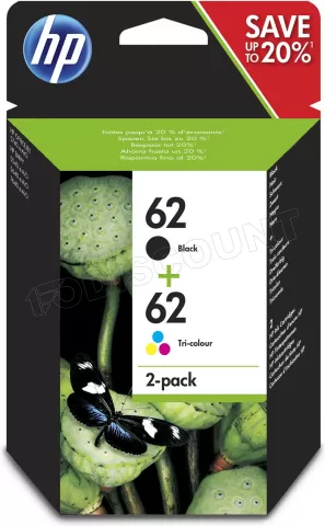 Photo de Pack 2 Cartouches d'encre HP 62 (Noir, 3 couleurs)