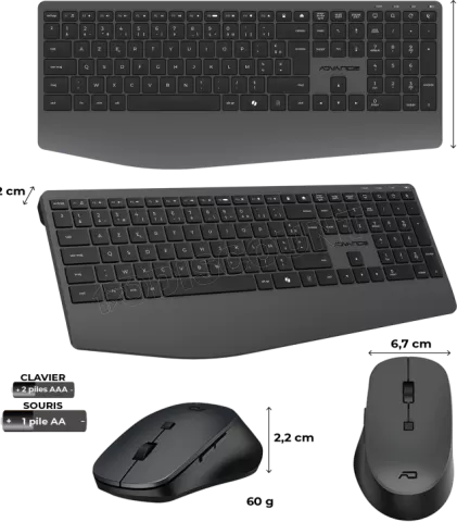Photo de Pack 2en1 (Clavier/Souris) sans fil Advance X-Type (Noir)