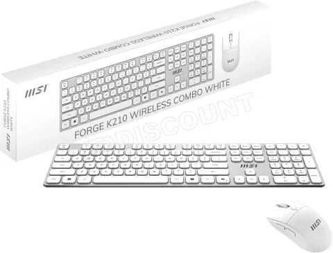 Photo de Pack 2en1 (Clavier/Souris) sans fil MSI Forge K210 Wireless Combo (Blanc)