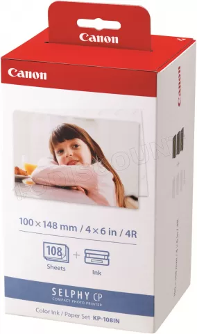 Photo de Pack 3 cartouches d'encre couleurs CANON KP-108IN pour Selphy CP + 108 feuilles