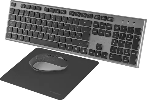 Photo de Pack 3en1 (Clavier/Souris/Tapis) Tacens Zenith (Noir/Argent)