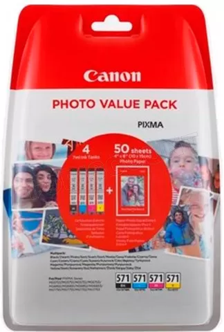 Photo de Pack 4 cartouches d'encre Canon CLI-571XL (3 Couleurs + Noir)