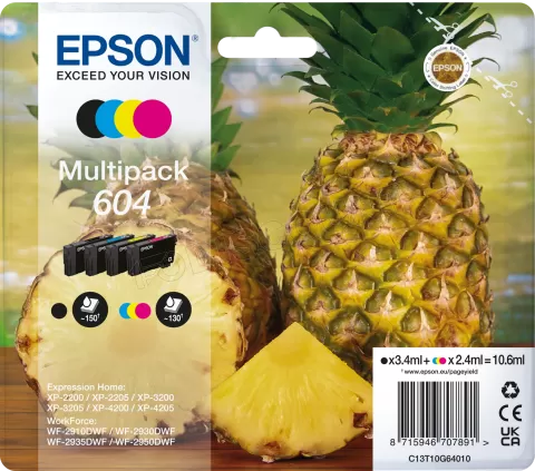 Photo de Pack 4 cartouches d'encre Epson Ananas 604 (Noir + Couleurs)
