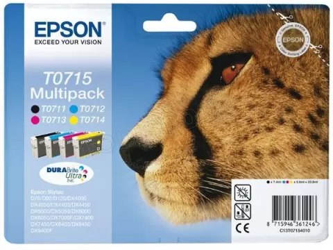 Photo de Pack 4 cartouches d'encre Epson Guepard T0715