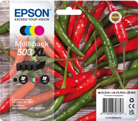 Photo de Pack 4 Cartouches d'encre Epson Piments 503 XL (Noir+Couleurs)