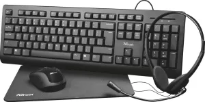 Photo de Pack 4en1 (Clavier/Souris/Casque/Tapis) Trust Primo (Noir)