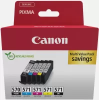 Photo de Pack 5 cartouches d'encre Canon PG-570/CL-571 (Couleurs + Noir + Noir PGBK)
