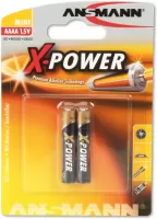 Photo de Pack blister de 2 piles Alcaline Ansmann X-Power type AAAA 1,5V (LR62)