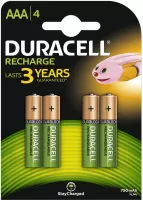 Photo de Pack blister de 4 piles rechargeables Duracell AAA 1,2V - 750 mAh (R03)