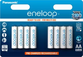 Photo de Pack blister de 8 piles rechargeables Panasonic Eneloop type AA 1,2V - 1900 mAh (R06)