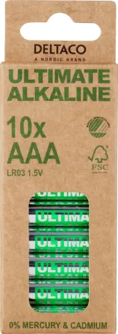 Photo de Pack de 10 piles Alcaline Deltaco type AAA 1,5V (LR03)