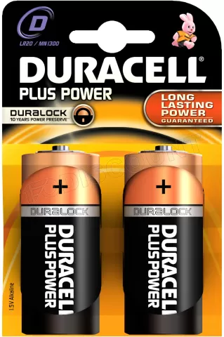 Photo de Pack de 2 piles Alcalines Duracell Plus Power type LR20 (R20)