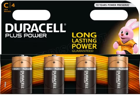 Photo de Pack de 4 piles Alcaline Duracell Plus Power type C 1,5V (LR14)