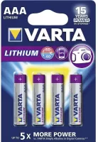 Photo de Pack de 4 piles Lithium Varta type AAA 1,5V (R03)