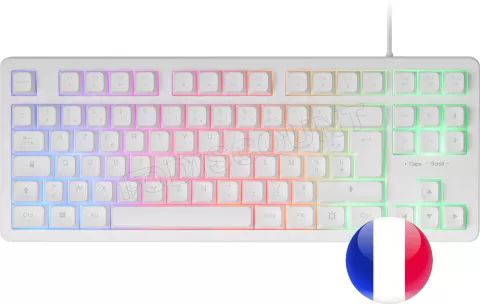 Photo de Pack Gamer 4en1 (Clavier/Souris/Casque/Tapis) Mars Gaming MCP-RGB3 (Blanc)