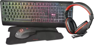Photo de Pack Gamer 4en1 (Clavier/Souris/Casque/Tapis) Trust Ziva RGB (Noir)