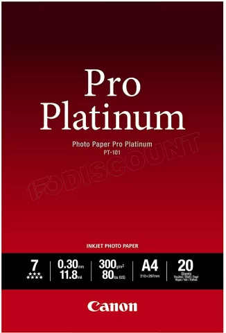 Photo de Papier Photo Canon Pro Platinum 300g/m² - 20 feuilles A4 21x29.7 cm