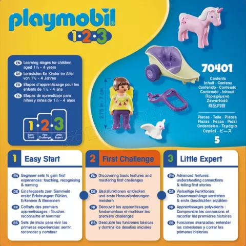 Photo de Playmobil 70401 1.2.3 - Calèche avec licorne et fée