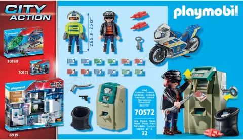 Photo de Playmobil 70572 City Action - Policier avec moto et voleur