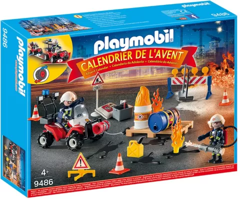 Photo de Playmobil 9486 - Calendrier de l'Avent - Pompiers incendie chantier
