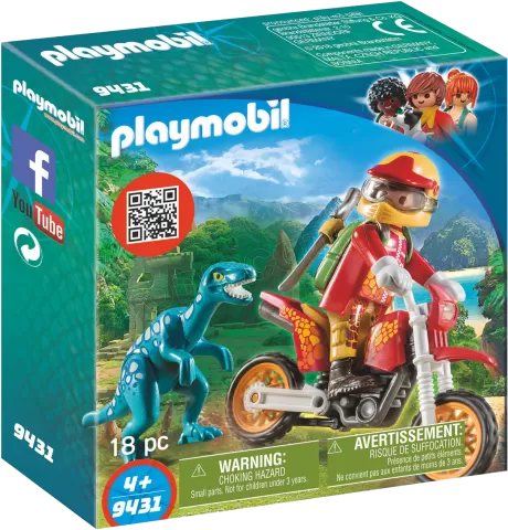 Photo de Playmobil The Explorers 9431 - Pilote de moto et raptor