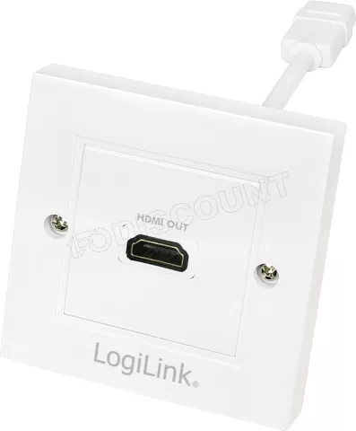 Photo de Prise à encastrer + Plastron LogiLink HDMI femelle (Type A) 1.4 vers HDMI femelle (Type A) (Blanc)