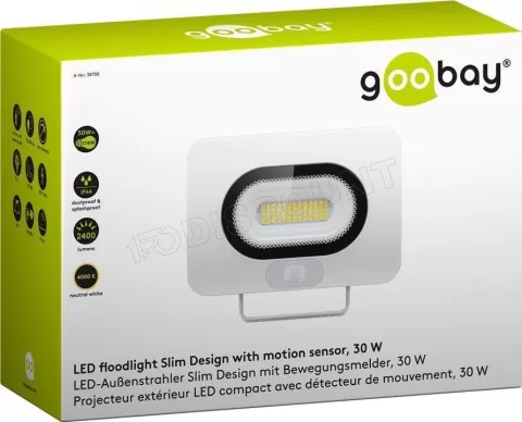 Photo de Projecteur LED extérieur Goobay 30W 2400lm avec détecteur de mouvement (Blanc)