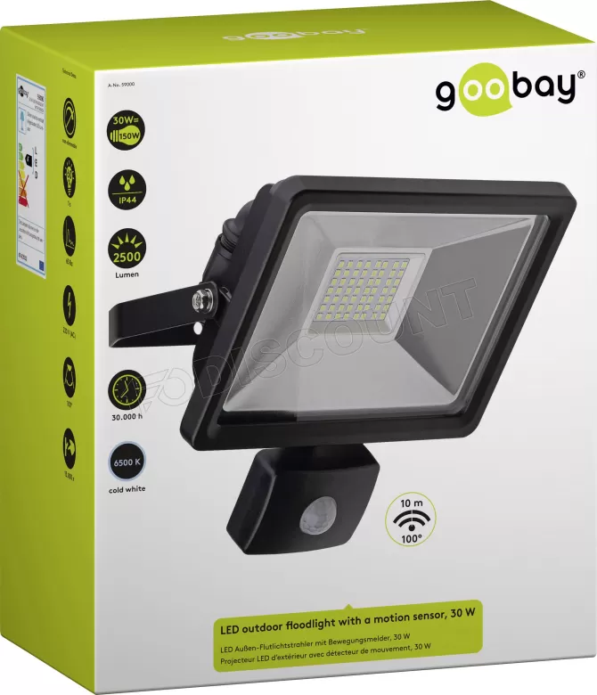 Projecteur LED Extérieur Avec Détecteur De Mouvements N/A Goobay 30 W Blanc 1597818