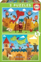 Photo de Puzzle Educa - Dragons et Chevaliers (2x48 pièces)