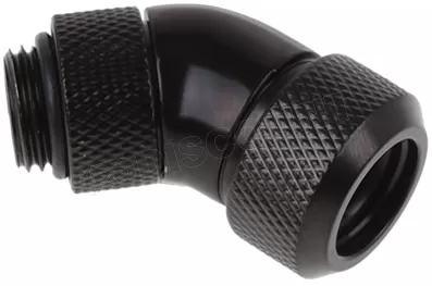 Photo de Raccord rotatif à 45° à compression pour Tube Ø13mm - G1/4 Alphacool Eiszapfen (Noir)