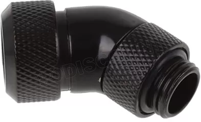 Photo de Raccord rotatif à 45° à compression pour Tube Ø13mm - G1/4 Alphacool Eiszapfen (Noir)