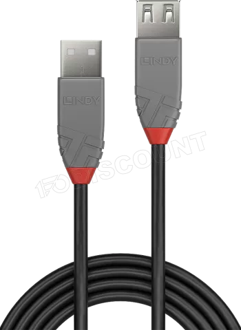 Photo de Rallonge USB 2.0 Lindy Anthra Line - 2m M/F (Gris)
