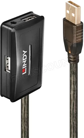 Photo de Rallonge USB 2.0 Lindy avec Hub - 10m M/F (Gris)