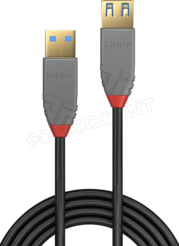 Rallonge USB 3.0 Lindy 2m M/F (Gris) à prix bas
