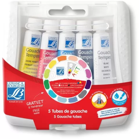 Photo de Set de 5 tubes de gouache Lefranc & Bourgeois Pocket Box (Couleurs assorties)