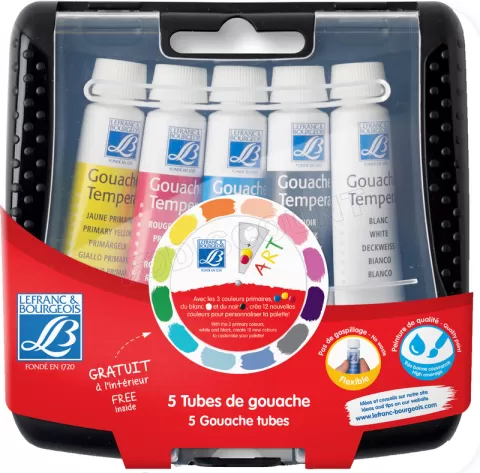 Photo de Set de 5 tubes de gouache Lefranc & Bourgeois Pocket Box (Couleurs assorties)