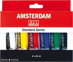 Photo de Set de 6 tubes de peinture acrylique Royal Talens Amsterdam 20ml (Coloris assortis)