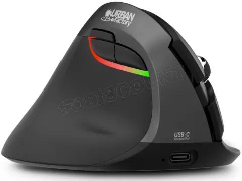 Photo de Souris sans fil Bluetooth ergonomique Urban Factory Ergo Pro RGB pour gaucher (Noir)