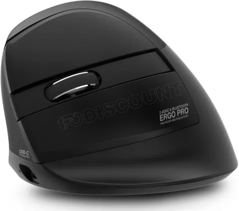 Photo de Souris sans fil Bluetooth ergonomique Urban Factory Ergo Pro RGB pour gaucher (Noir)