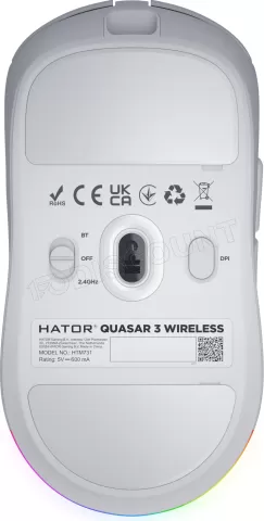 Photo de Souris sans fil Gamer Hator Quasar 3 (Blanc)