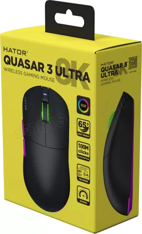Photo de Souris sans fil Gamer Hator Quasar 3 Ultra 8K RGB (Noir)